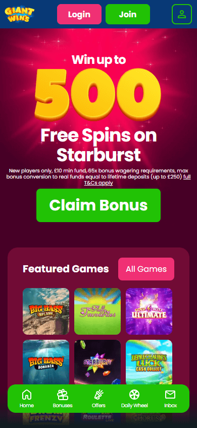 Giant Wins Casino Mobile screenshot